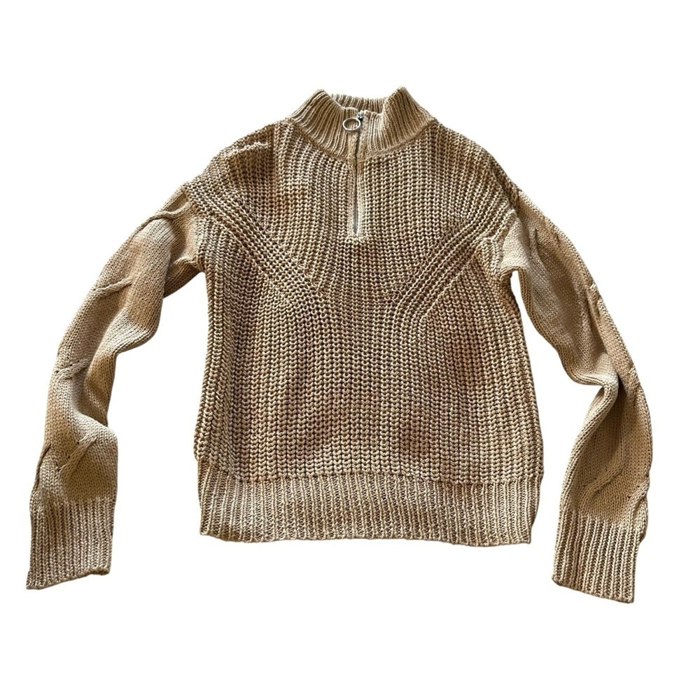 Francesca's Collections Beige Half-Zip Sweater